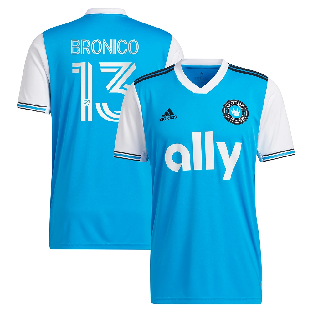 Men's adidas Brandt Bronico Blue Charlotte FC 2023 Newly Minted Replica Player Jersey