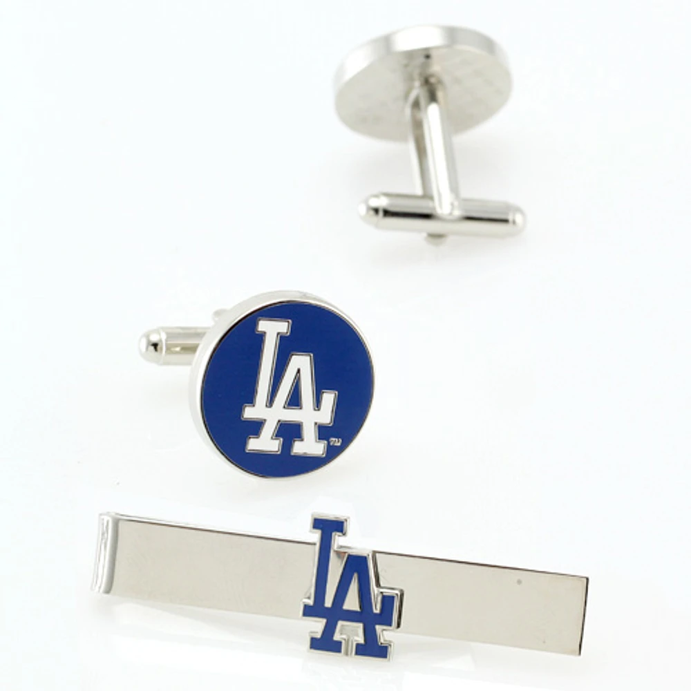 Los Angeles Dodgers Silvertone Team Logo Tie Clip & Cufflinks Set