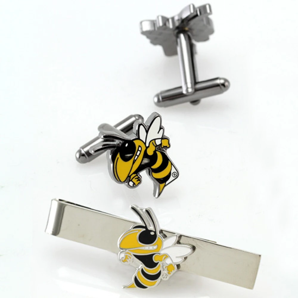 Georgia Tech Yellow Jackets Silvertone Team Logo Tie Clip & Cufflinks Set
