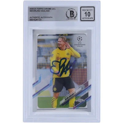 Erling Haaland Borussia Dortmund Autographed 2020-21 Topps Chrome UCL #49 BAS Authenticated 10 Card