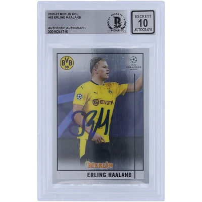 Erling Haaland Borussia Dortmund Autographed 2020-21 Topps Merlin Chrome Collection #65 BAS Authenticated 10 Card