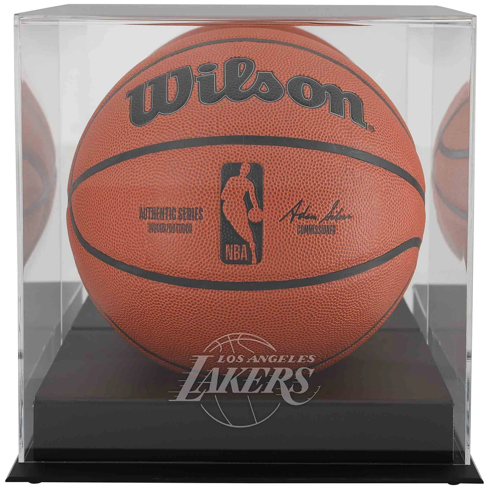 Los Angeles Lakers Black Base Team Logo Basketball Display Case with Mirrored Back