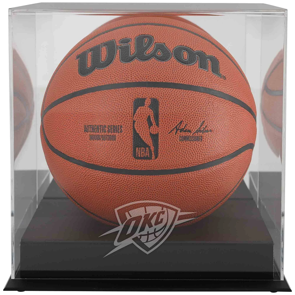 Oklahoma City Thunder Black Base Team Logo Basketball Display Case with Mirrored Back