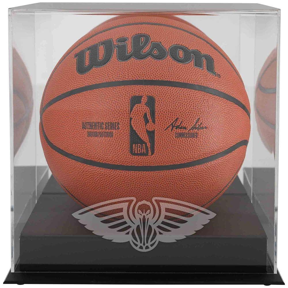 New Orleans Pelicans Black Base Logo Basketball Display Case with Mirror Back
