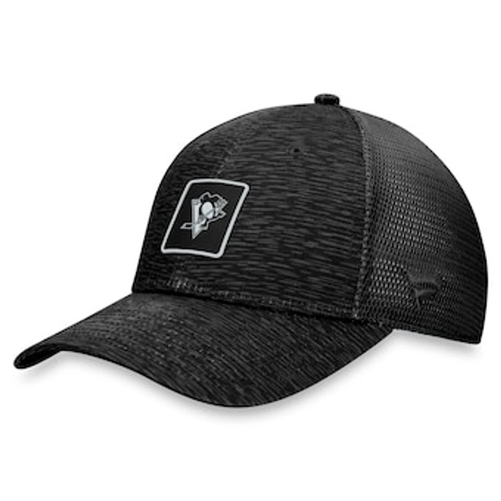 Women's Fanatics Black Pittsburgh Penguins Authentic Pro Road Trucker Adjustable Hat