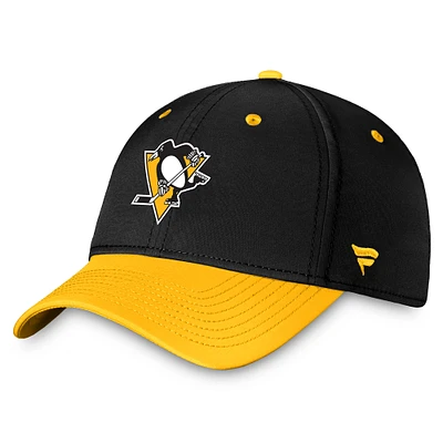 Men's Fanatics Black/Gold Pittsburgh Penguins Authentic Pro Rink Two-Tone Flex Hat