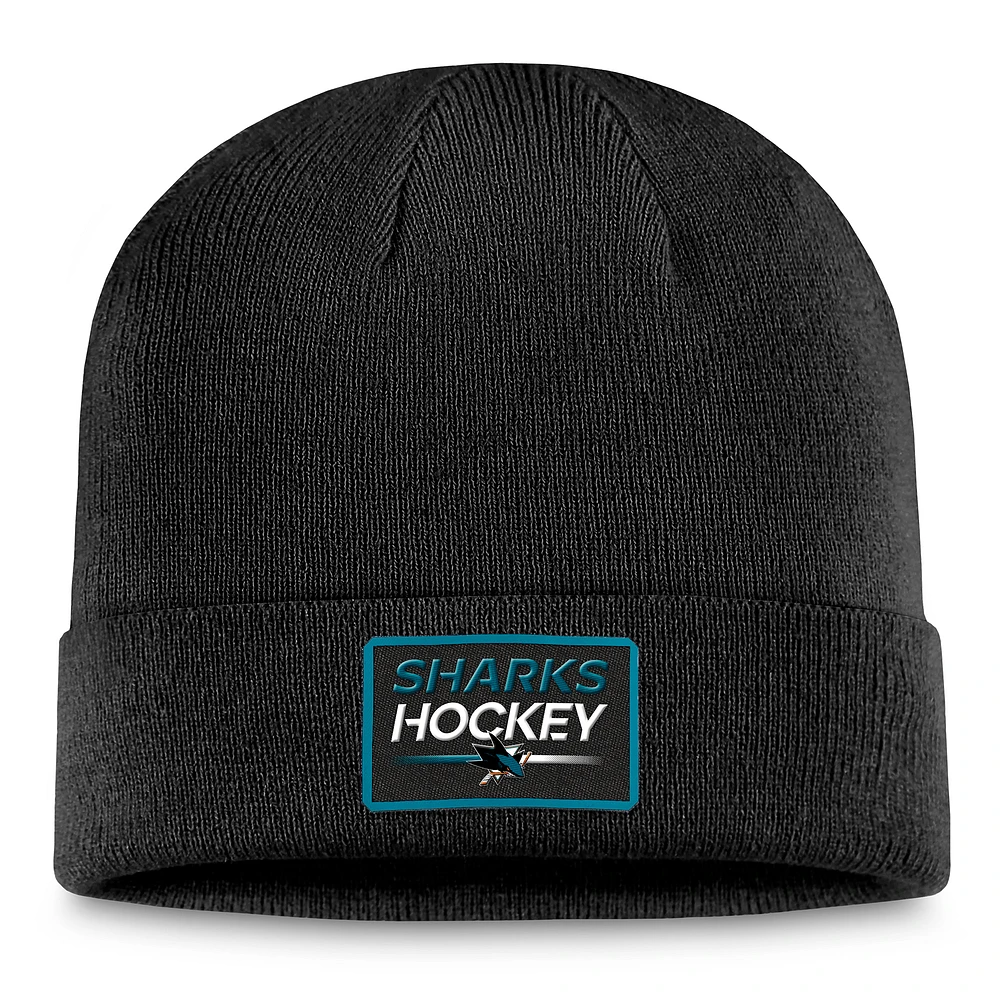 Men's Fanatics Black San Jose Sharks Authentic Pro Cuffed Knit Hat