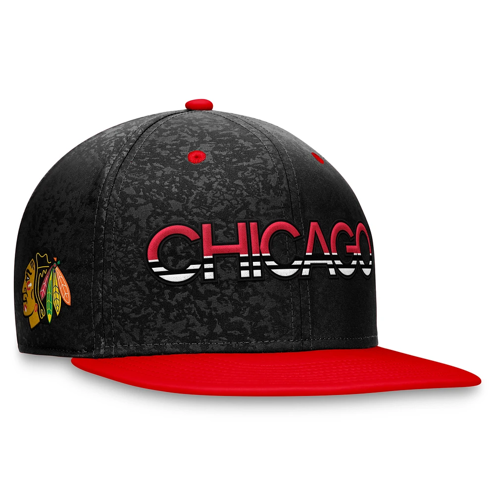 Men's Fanatics Black/Red Chicago Blackhawks Authentic Pro Rink Two-Tone Snapback Hat