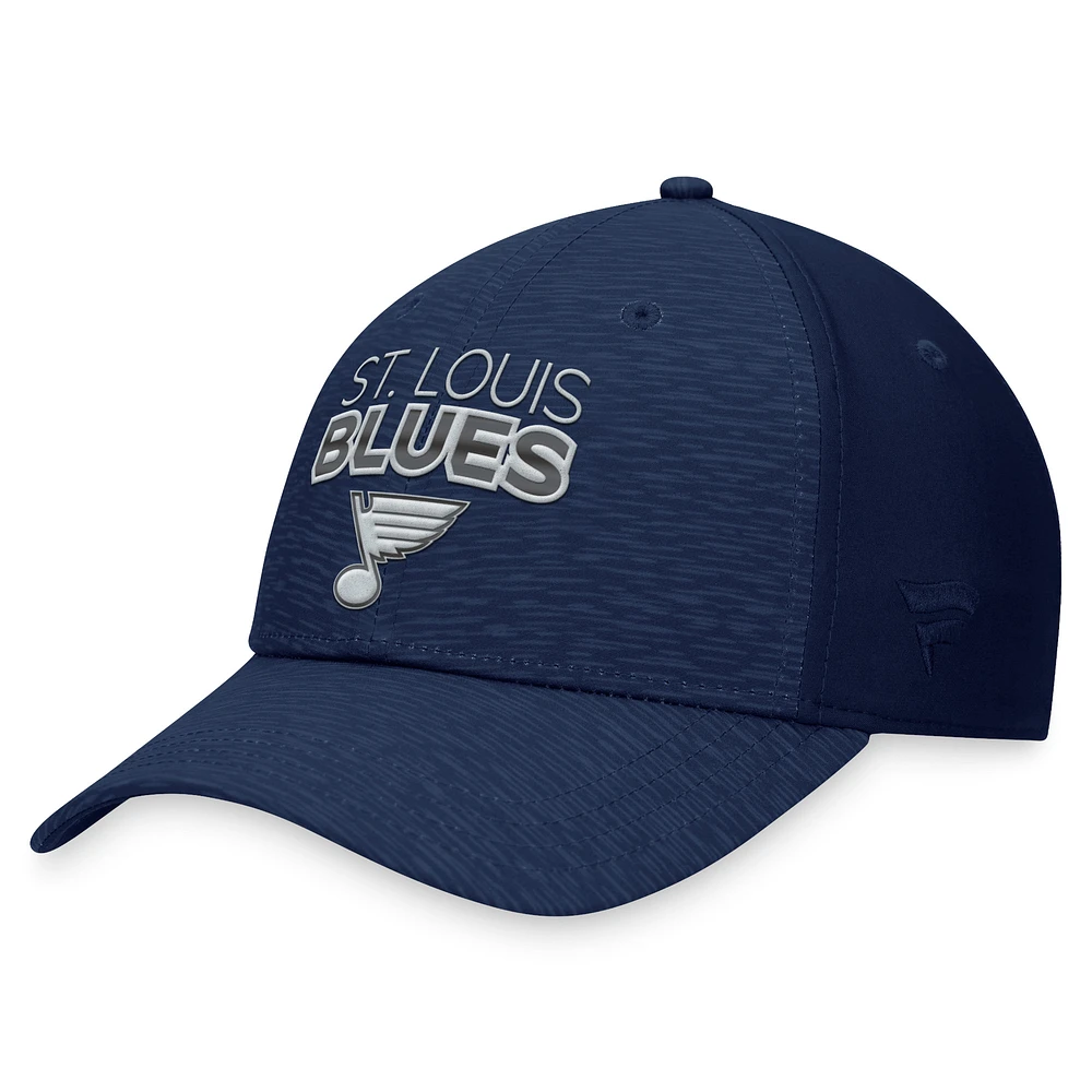 Men's Fanatics Navy St. Louis Blues Authentic Pro Road Stack Logo Flex Hat