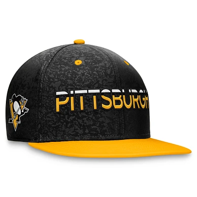 Men's Fanatics Black/Gold Pittsburgh Penguins Authentic Pro Rink Two-Tone Snapback Hat