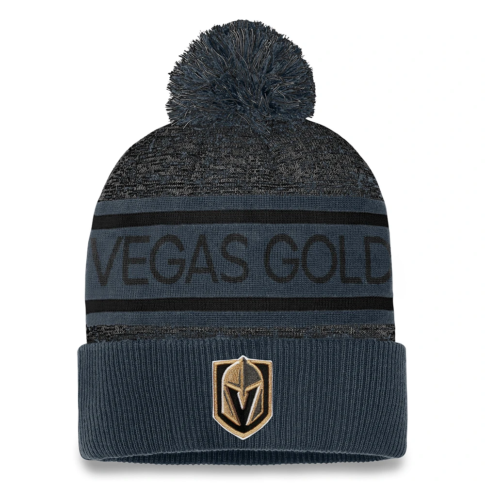 Men's Fanatics Gray Vegas Golden Knights Authentic Pro Cuffed Knit Hat with Pom