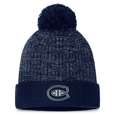 Women's Fanatics Navy Montreal Canadiens Authentic Pro Road Cuffed Knit Hat with Pom