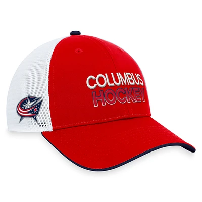 Men's Fanatics Red Columbus Blue Jackets Authentic Pro Rink Trucker Adjustable Hat