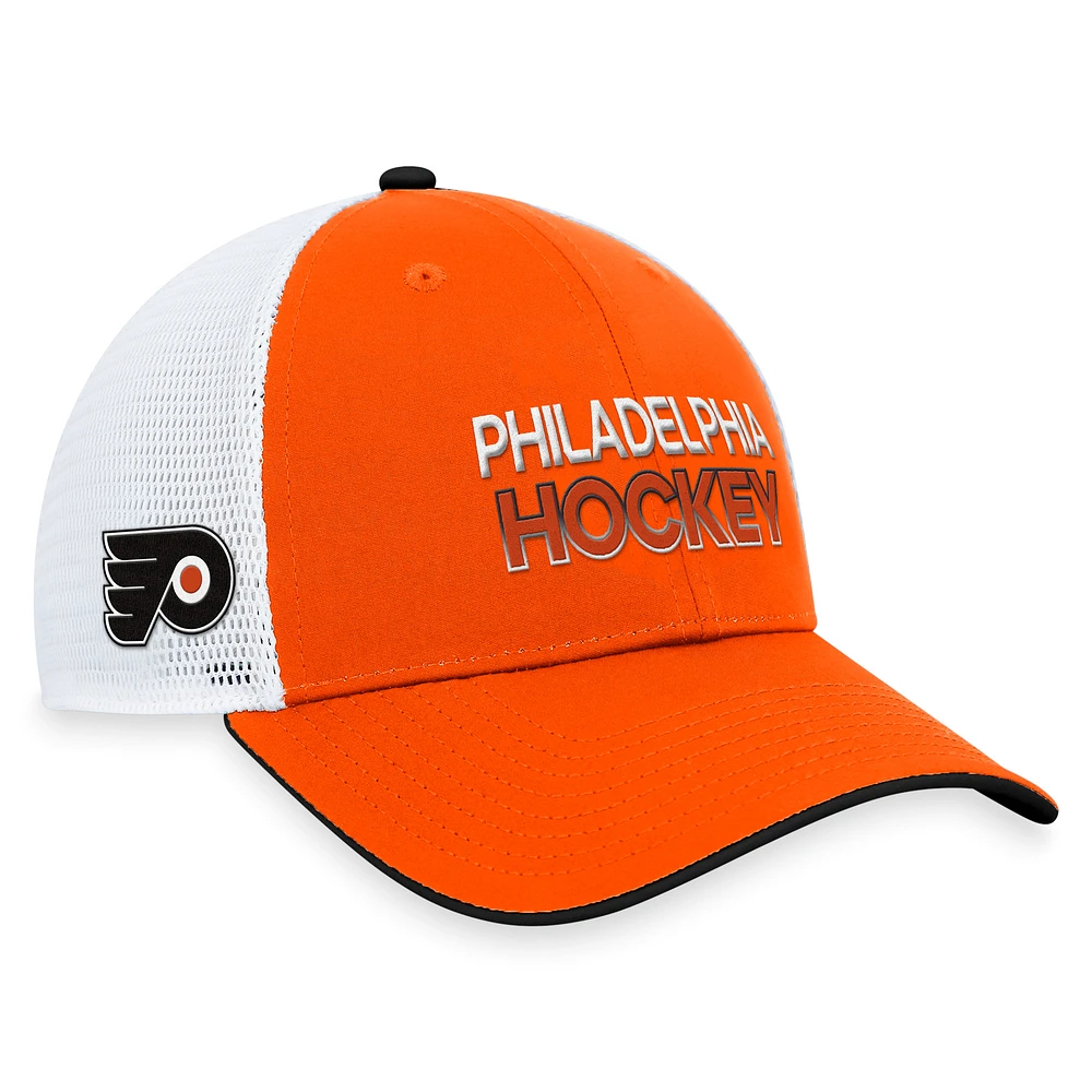 Men's Fanatics Orange Philadelphia Flyers Authentic Pro Rink Trucker Adjustable Hat