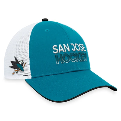 Men's Fanatics Teal San Jose Sharks Authentic Pro Rink Trucker Adjustable Hat
