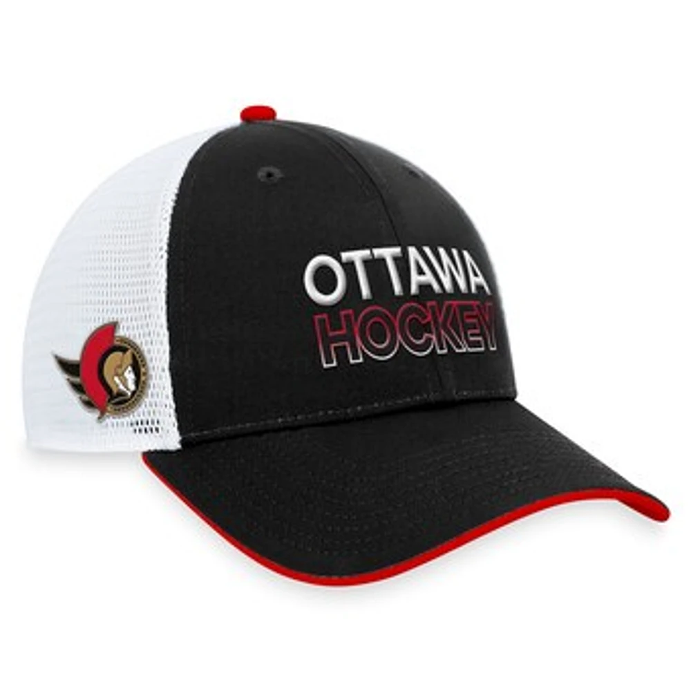 Men's Fanatics Black Ottawa Senators Authentic Pro Rink Trucker Adjustable Hat