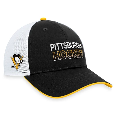 Men's Fanatics Black Pittsburgh Penguins Authentic Pro Rink Trucker Adjustable Hat