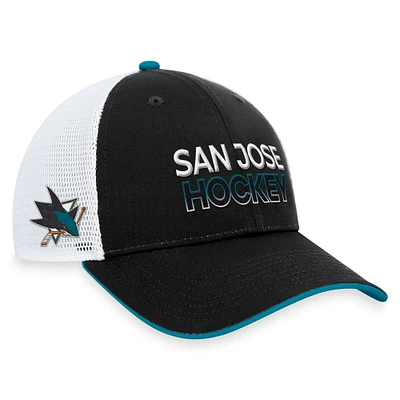 Men's Fanatics Black San Jose Sharks Authentic Pro Rink Trucker Adjustable Hat