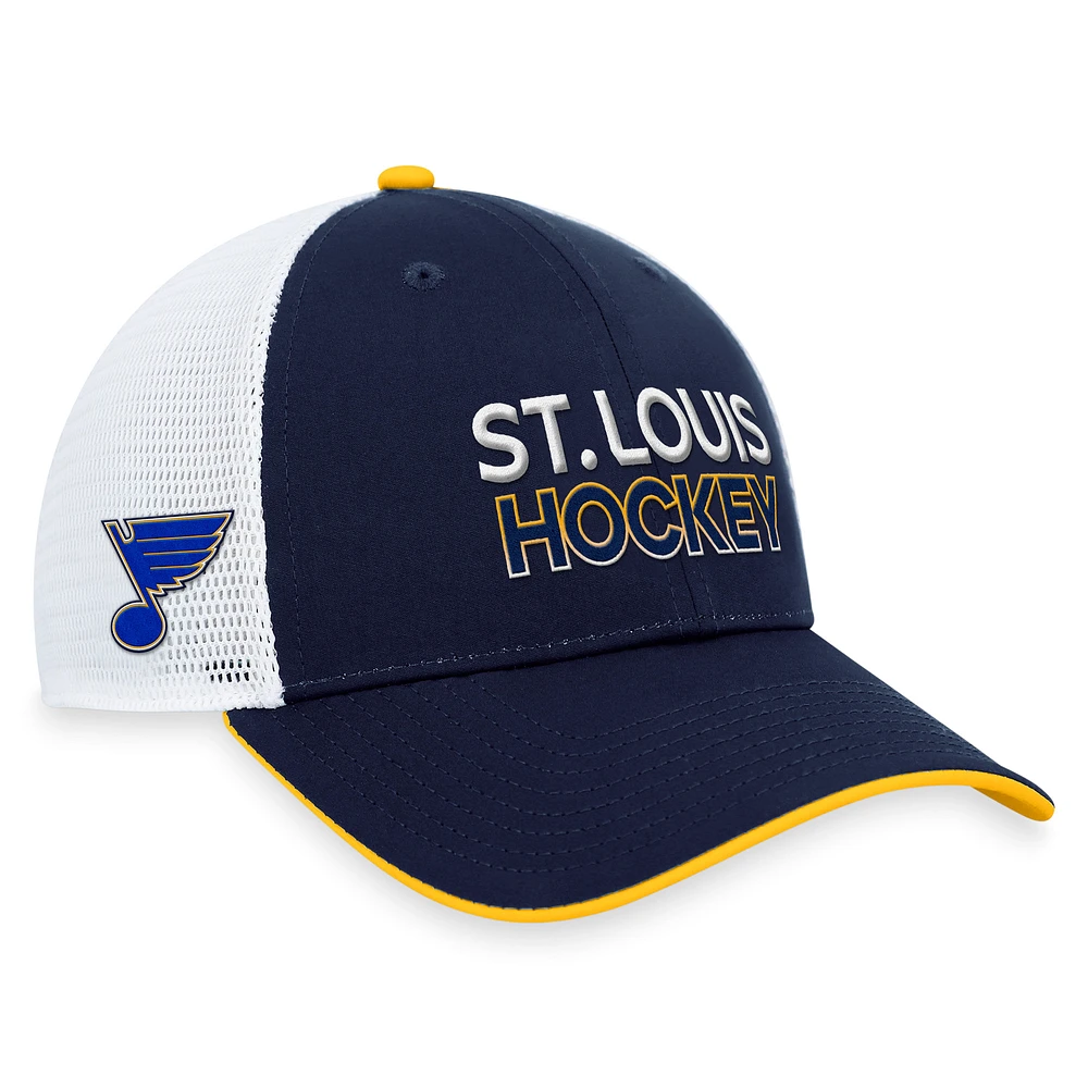 Men's Fanatics Navy St. Louis Blues Authentic Pro Rink Trucker Adjustable Hat