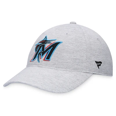 Men's Fanatics Heather Gray Miami Marlins Logo Adjustable Hat