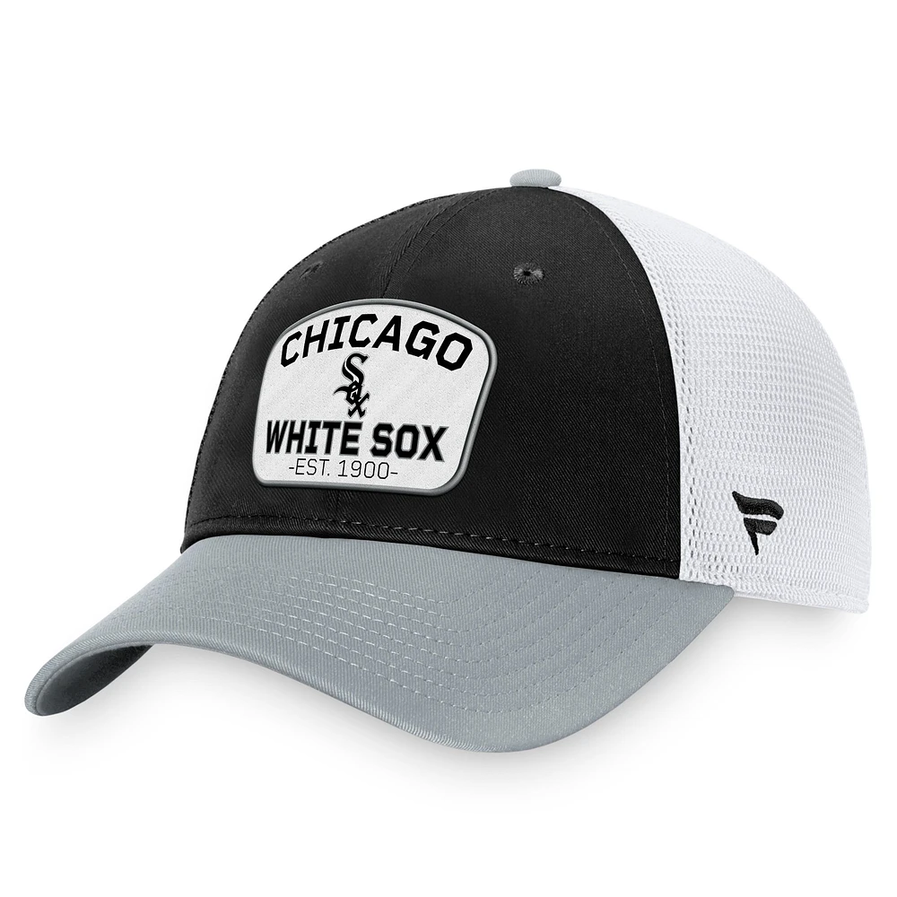 Men's Fanatics Black/Gray Chicago White Sox Two-Tone Patch Trucker Adjustable Hat