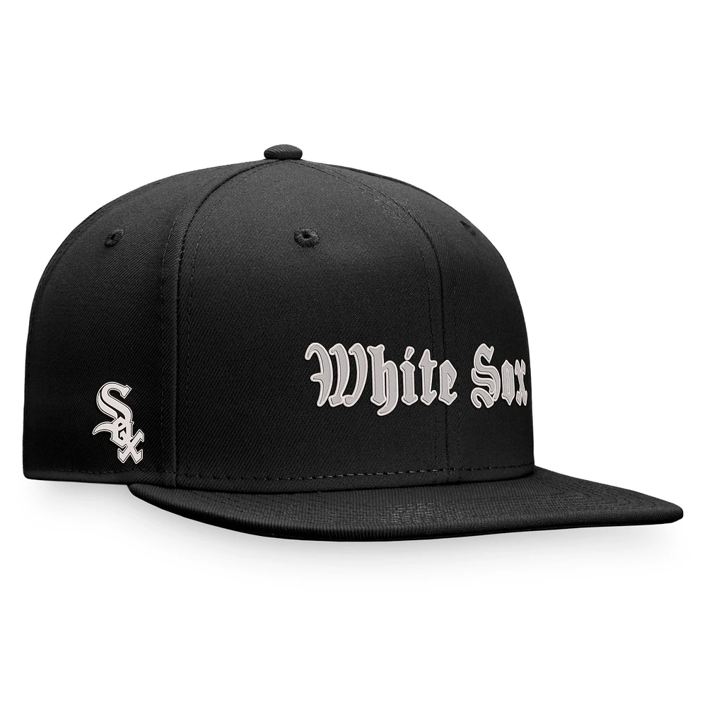 Men's Fanatics Black Chicago White Sox Gothic Script Fitted Hat
