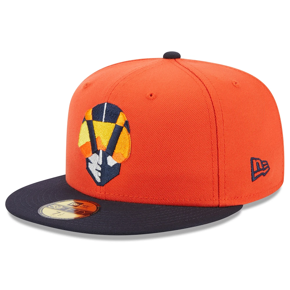 Men's New Era Orange Las Vegas Aviators Authentic Collection Alternate Logo 59FIFTY Fitted Hat