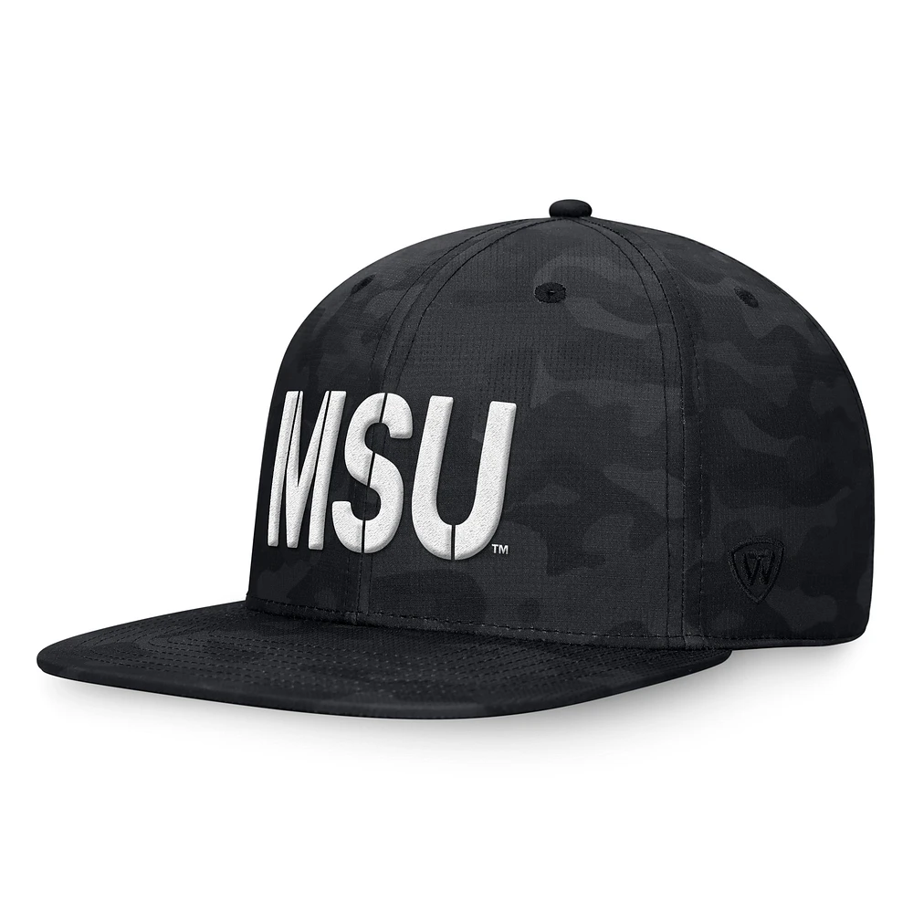 Men's Top of the World Black Michigan State Spartans OHT Military Appreciation Troop Snapback Hat