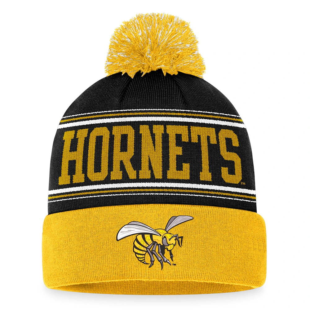 Men's Top of the World Black Alabama State Hornets Draft Cuffed Knit Hat with Pom