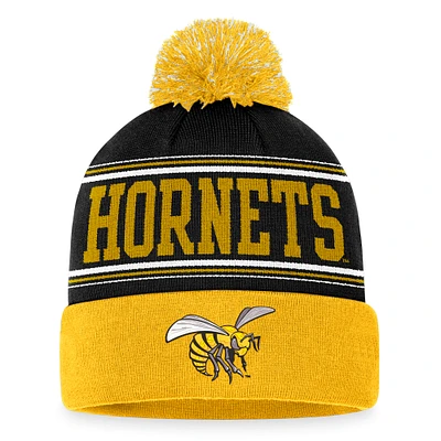 Men's Top of the World Black Alabama State Hornets Draft Cuffed Knit Hat with Pom