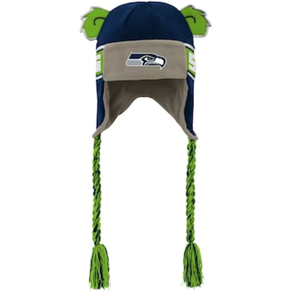 Youth Navy Seattle Seahawks Wordmark Ears Trooper Knit Hat