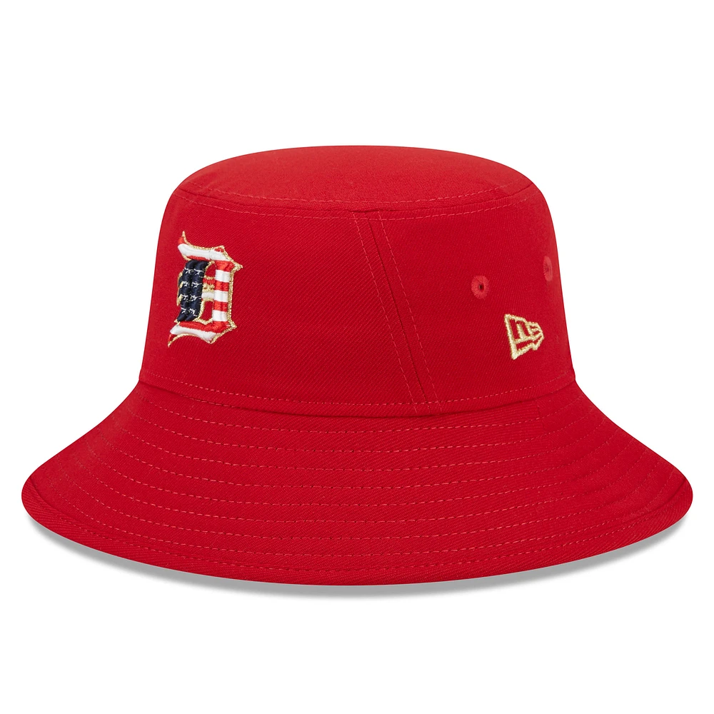 Men's New Era Red Detroit Tigers 2023 Fourth of July Bucket Hat