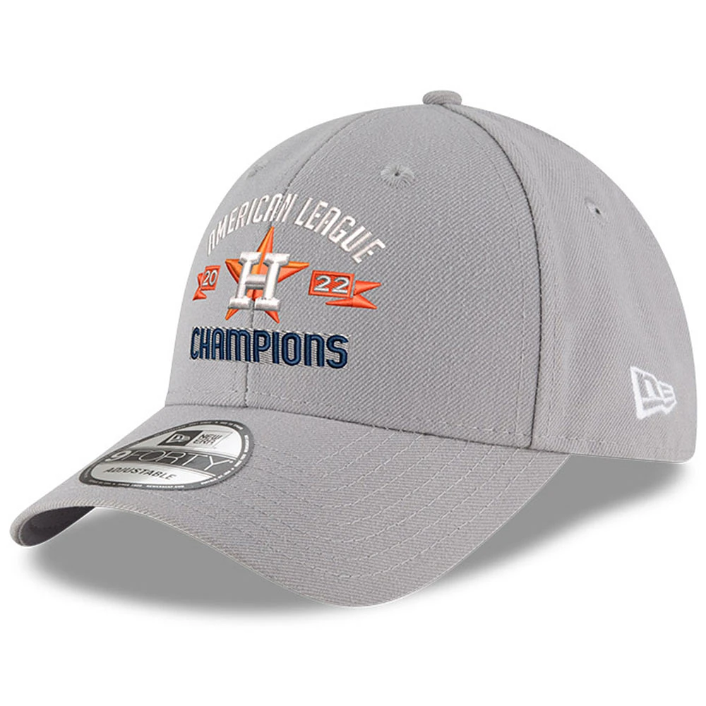 Men's New Era Gray Houston Astros 2022 American League Champions 9FORTY Adjustable Hat