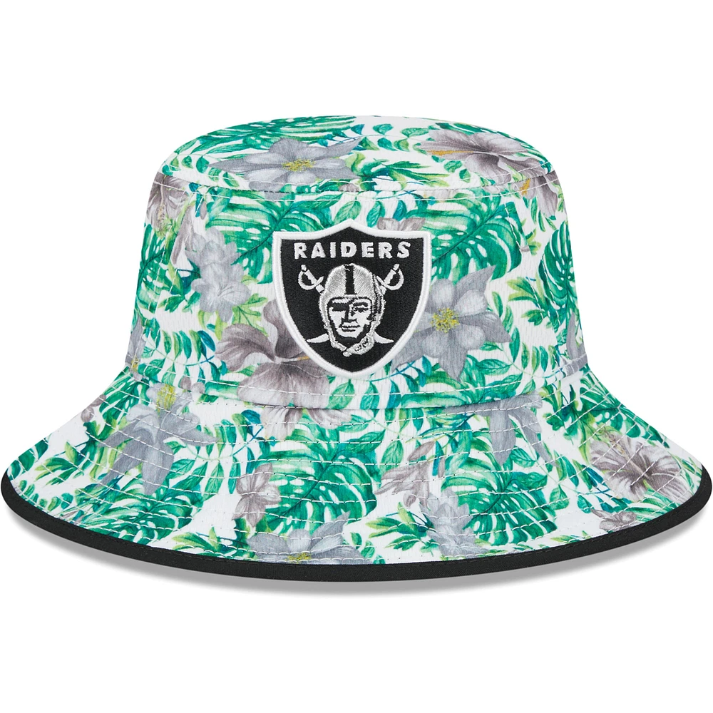 Men's New Era White Las Vegas Raiders Botanical Bucket Hat