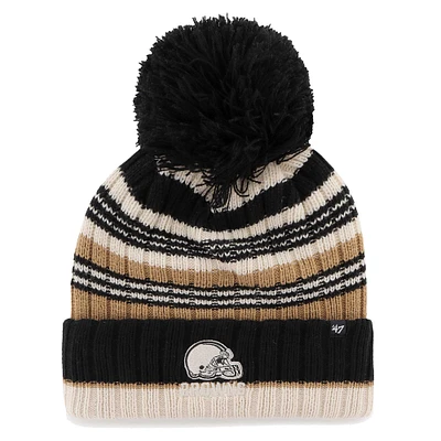 Women's '47 Natural Cleveland Browns Barista Cuffed Knit Hat with Pom
