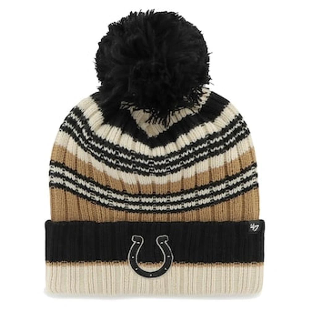 Women's '47 Natural Indianapolis Colts Barista Cuffed Knit Hat with Pom