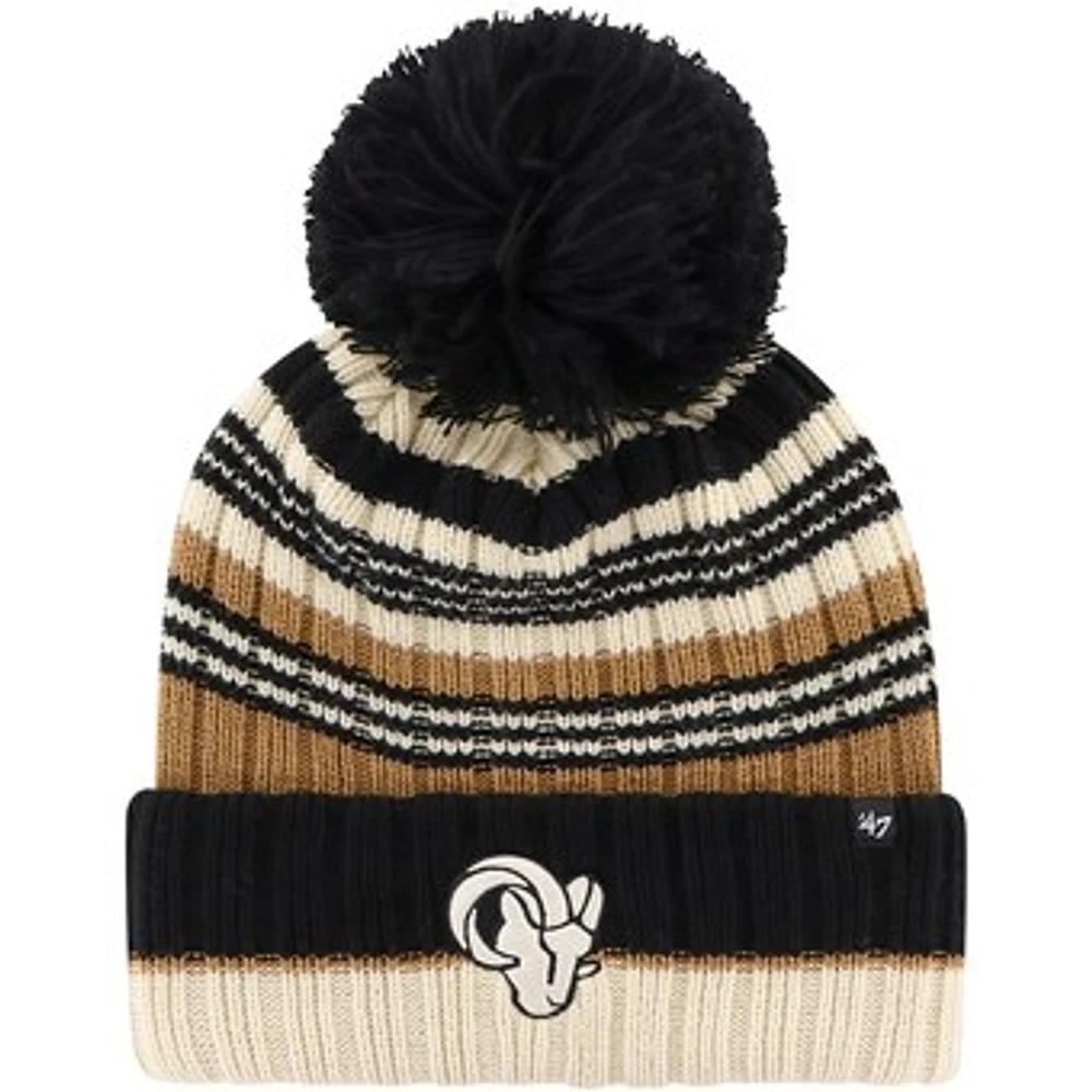 Women's '47 Natural Los Angeles Rams Barista Cuffed Knit Hat with Pom