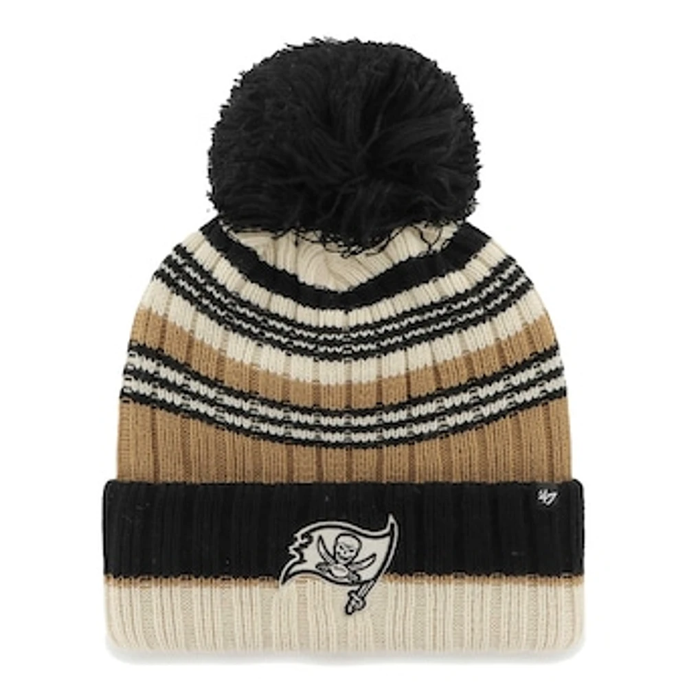 Women's '47 Natural Tampa Bay Buccaneers Barista Cuffed Knit Hat with Pom
