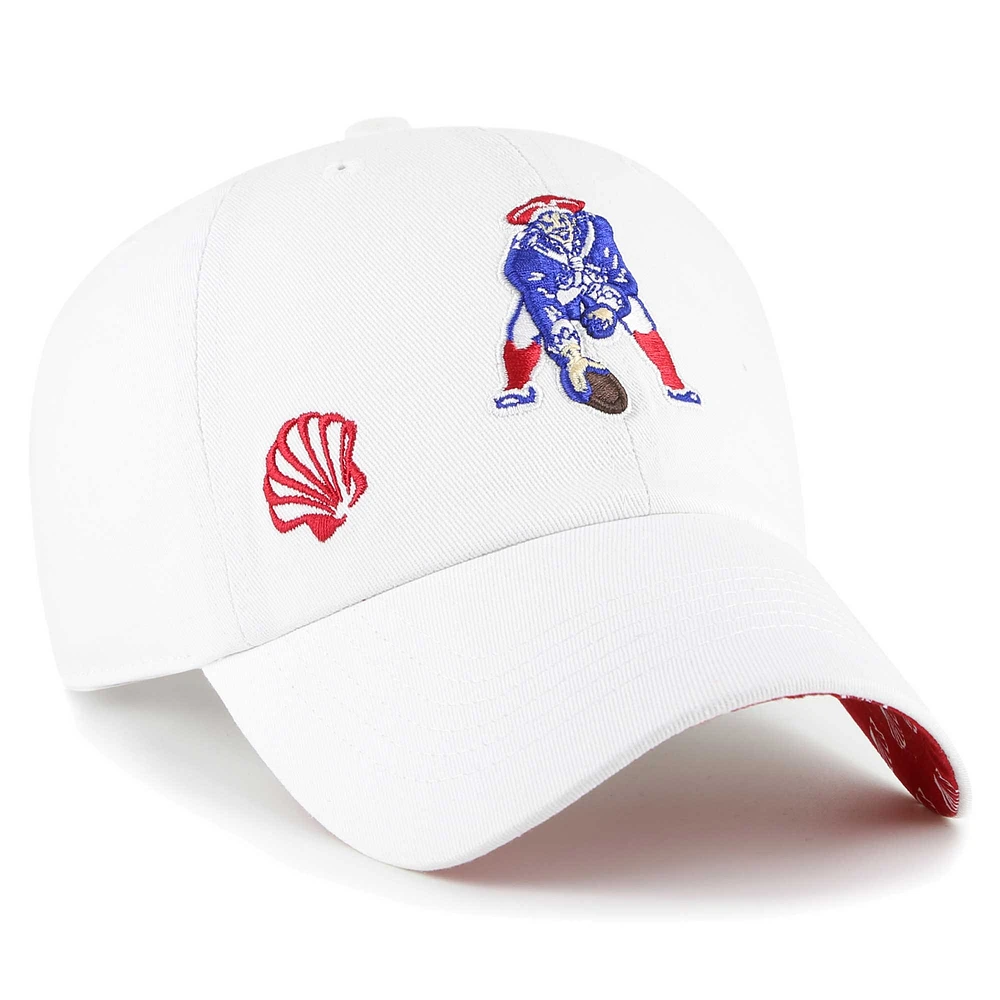 Women's '47 White New England Patriots Confetti Icon Clean Up Adjustable Hat