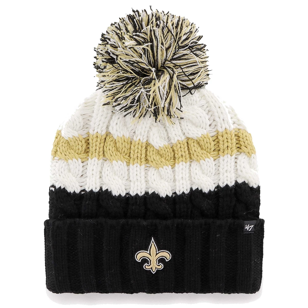 Women's '47 White New Orleans Saints Ashfield Cuffed Knit Hat with Pom