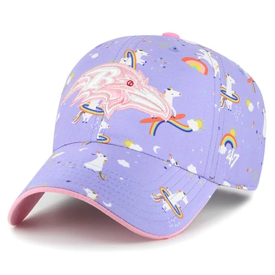 Girls Preschool '47 Lavender Baltimore Ravens Unicorn Clean Up Adjustable Hat