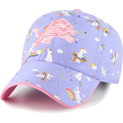 Girls Preschool '47 Lavender Detroit Lions Unicorn Clean Up Adjustable Hat