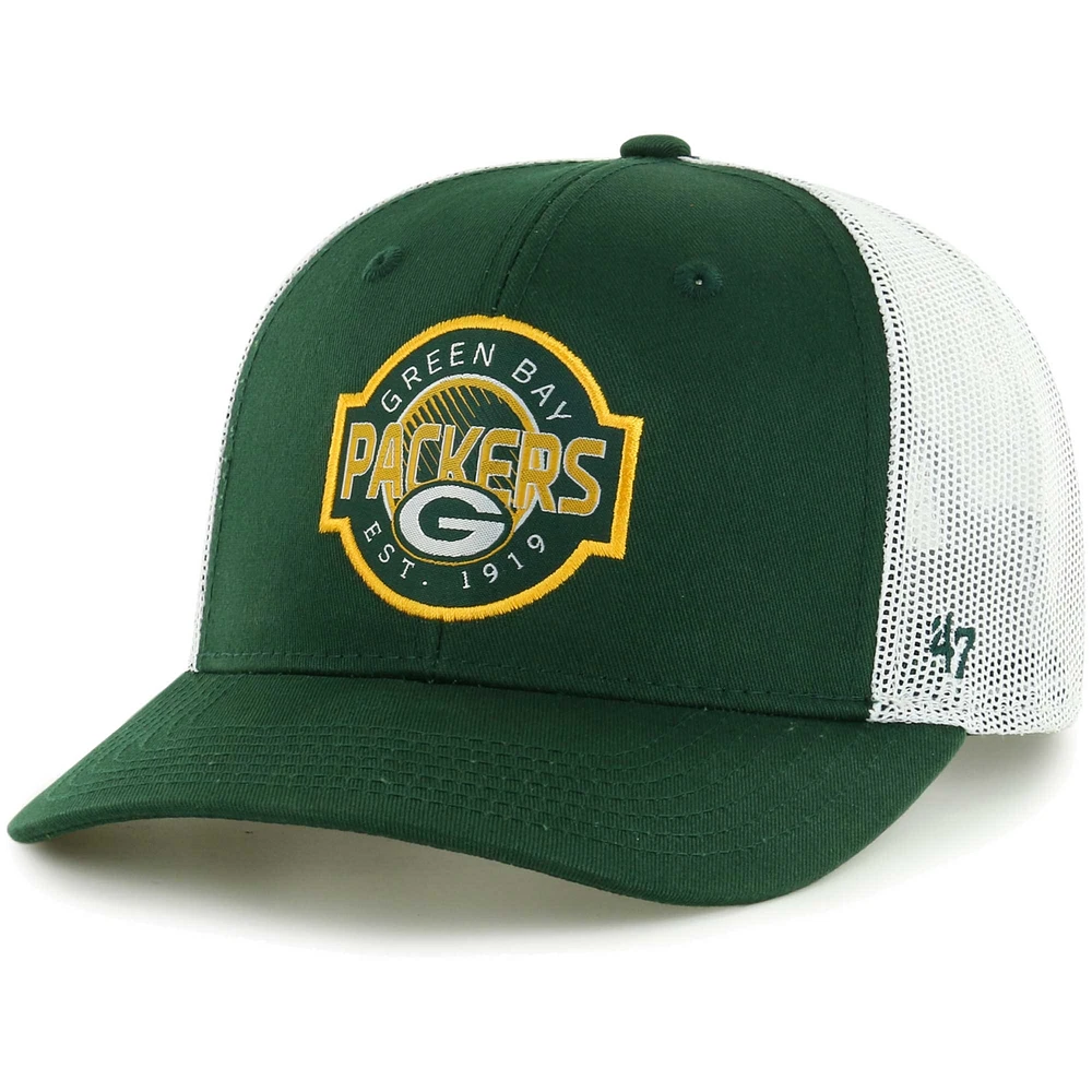 Youth '47 Green/White Green Bay Packers Scramble Adjustable Trucker Hat