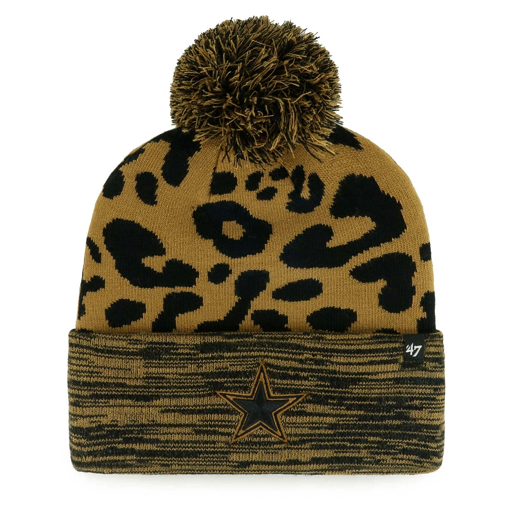 Women's '47 Tan Dallas Cowboys Rosette Cuffed Knit Hat with Pom