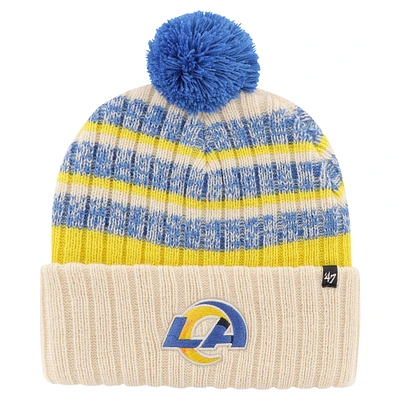Men's '47 Natural Los Angeles Rams Tavern Cuffed Knit Hat with Pom