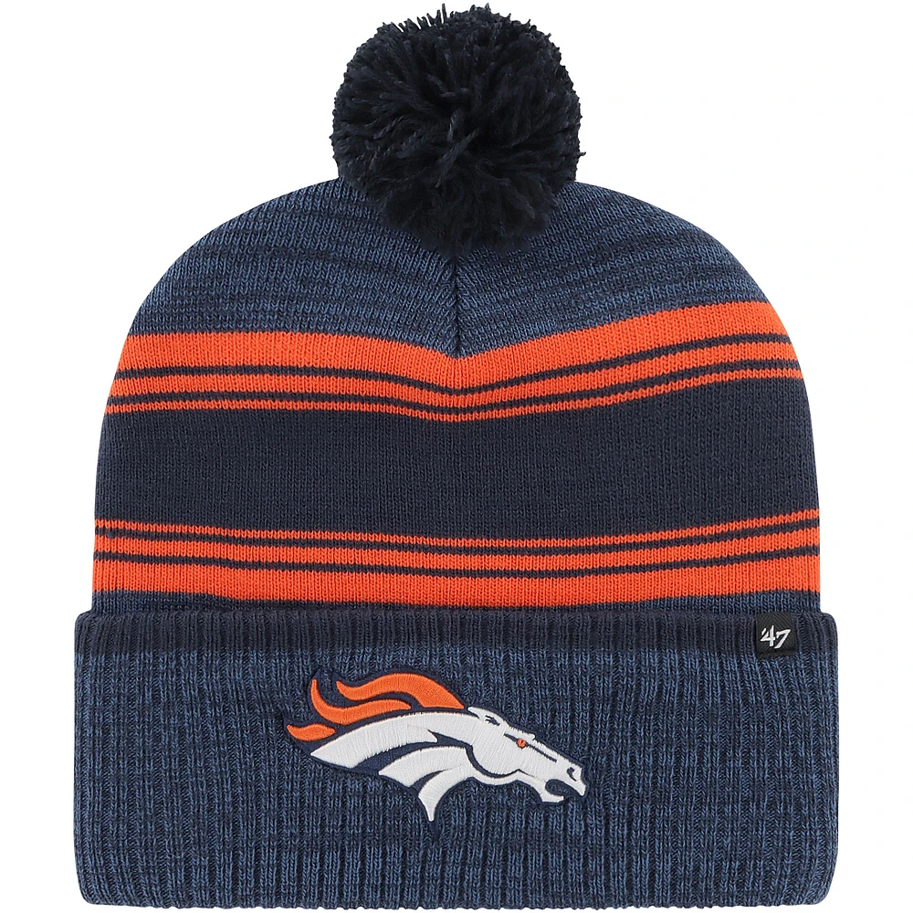 Men's '47 Navy Denver Broncos Fadeout Cuffed Knit Hat with Pom