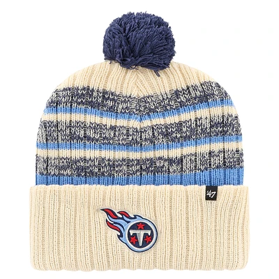 Men's '47 Cream Tennessee Titans Tavern Cuffed Knit Hat with Pom