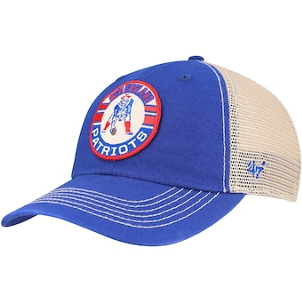 Men's '47 Royal/Natural New England Patriots Notch Trucker Clean Up Adjustable Hat