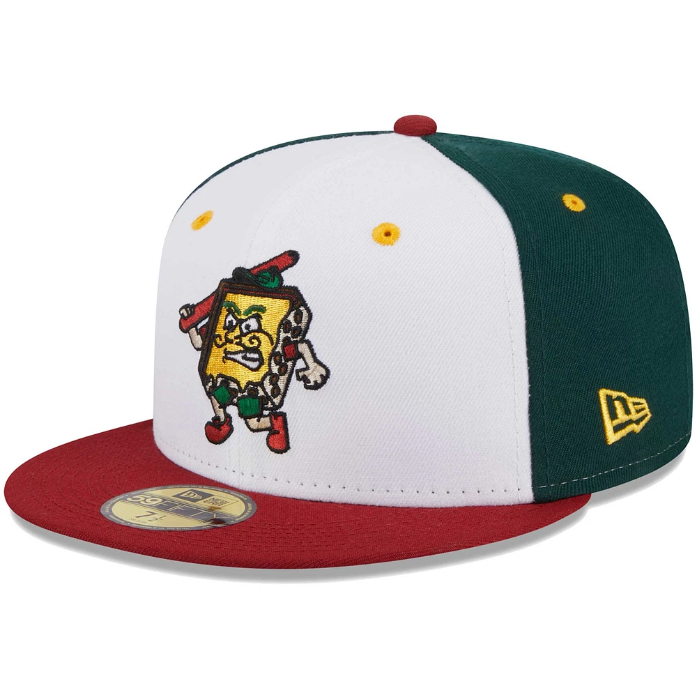 Men's New Era White Altoona Curve Theme Nights Pizzas 59FIFTY Fitted Hat