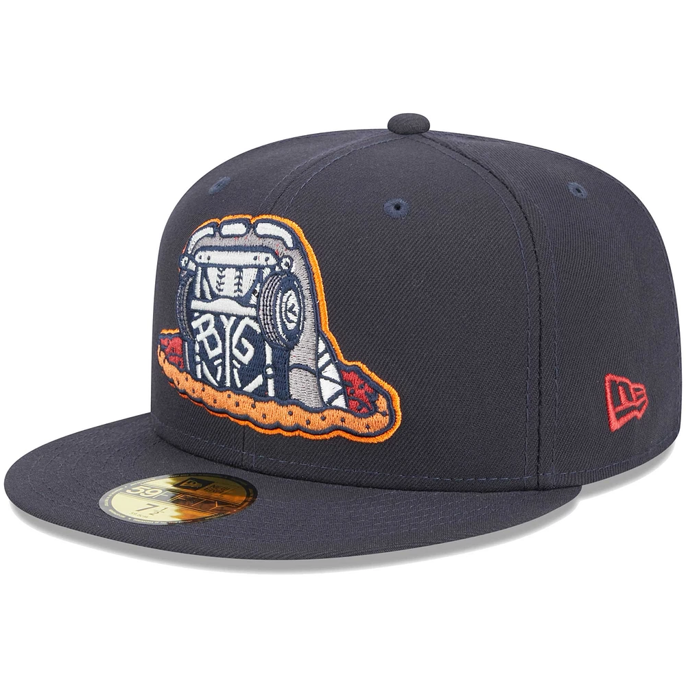 Men's New Era Navy Bowling Green Hot Rods Theme Nights Sinkholes 59FIFTY Fitted Hat